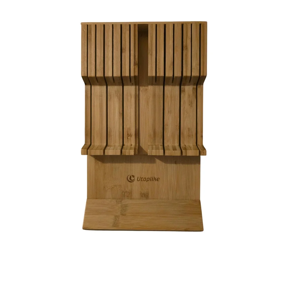 Utoplike Bamboo Knife Tray Holder- Knives Not Included New Open Box